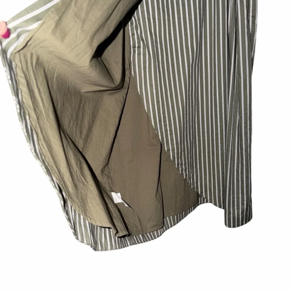 Olive Green Striped Wrap Dress Size 6